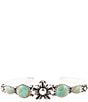 Color:Turquoise/Silver - Image 1 - Sterling Silver and Genuine Stone Turquoise Squash Blossom Cuff Bracelet