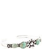 Color:Turquoise/Silver - Image 2 - Sterling Silver and Genuine Stone Turquoise Squash Blossom Cuff Bracelet