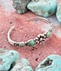Color:Turquoise/Silver - Image 4 - Sterling Silver and Genuine Stone Turquoise Squash Blossom Cuff Bracelet