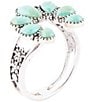 Color:Silver - Image 1 - Sterling Silver and Genuine Stone Turquoise Squash Blossom Statement Ring