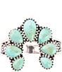Color:Silver - Image 2 - Sterling Silver and Genuine Stone Turquoise Squash Blossom Statement Ring