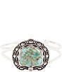 Color:Turquoise - Image 2 - Sterling Silver and Genuine Turquoise Cuff Bracelet
