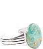 Color:Silver - Image 1 - Sterling Silver and Genuine Turquoise Oval Cuff Bracelet