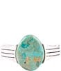 Color:Silver - Image 2 - Sterling Silver and Genuine Turquoise Oval Cuff Bracelet
