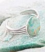 Color:Silver - Image 3 - Sterling Silver and Genuine Turquoise Oval Cuff Bracelet