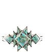 Color:Silver - Image 2 - Sterling Silver and Genuine Turquoise Geometric Cuff Bracelet