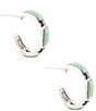 Color:Turquoise/Silver - Image 2 - Sterling Silver and Genuine Turquoise Hoop Earrings