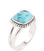 Color:Turquoise - Image 2 - Sterling Silver and Genuine Turquoise Ring