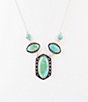 Color:Silver - Image 2 - Sterling Silver and Genuine Turquoise Short Pendant Necklace
