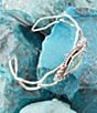Color:Silver - Image 3 - Sterling Silver and Genuine Turquoise Sterling Silver Cuff Bracelet