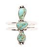Barse Linear Triple Stone Blue Turquoise and Sterling Silver Ring, Color:Silver/Turquoise - Image 2