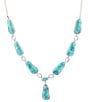 Barse Biwa Blue Turquoise and Sterling Silver Link Y Necklace, Color:Turquoise/Silver - Image 1