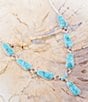Barse Biwa Blue Turquoise and Sterling Silver Link Y Necklace, Color:Turquoise/Silver - Image 3