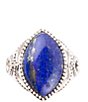 Color:Lapis/Silver - Image 2 - Sterling Silver and Lapis Cocktail Statement Ring
