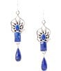 Color:Silver - Image 1 - Sterling Silver and Lapis Genuine Stone Teardrop Drop Earrings
