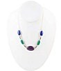 Color:Multi - Image 1 - Sterling Silver and Multi Lapis Genuine Stone Collar Necklace