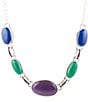 Color:Multi - Image 2 - Sterling Silver and Multi Lapis Genuine Stone Collar Necklace