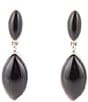 Color:Onyx/Silver - Image 1 - Sterling Silver and Onyx Genuine Stone Drop Earrings