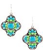 Color:Turquoise/Green - Image 1 - Sterling Silver and Turquoise Green Genuine Stone Cross Drop Earrings