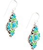 Color:Turquoise/Green - Image 2 - Sterling Silver and Turquoise Green Genuine Stone Cross Drop Earrings