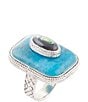 Barse Sterling Silver, Genuine Apatite and Abalone Statement Ring - Image 1