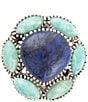 Color:Silver - Image 2 - Sterling Silver Genuine Stone Denim Lapis and Amazonite Statement Ring