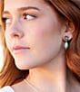 Color:Turquoise - Image 3 - Sterling Silver Genuine Stone Turquoise and Magnesite Squash Blossom Flower Post Drop Earrings