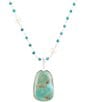 Color:Silver/Turquoise - Image 2 - Sterling Silver, Genuine Turquoise & Pearl Short Pendant Necklace