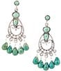 Color:Turquoise/Silver - Image 1 - Sterling Silver Genuine Turquoise and Magnesite Chandelier Statement Earrings