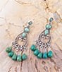 Color:Turquoise/Silver - Image 2 - Sterling Silver Genuine Turquoise and Magnesite Chandelier Statement Earrings