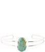 Color:Turquoise/Silver - Image 2 - Sterling Silver Oxidized Genuine Stone Turquoise Cuff Bracelet