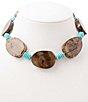 Barse Stone River Golden, Agate And Turquoise Magnesite Collar Necklace - Image 1