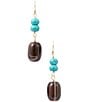 Barse Stone River Golden, Agate And Turquoise Magnesite Drop Earrings - Image 1