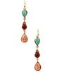 Barse Sundown Trail Golden and Genuine Stone Linear Earrings - Image 1