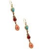 Barse Sundown Trail Golden and Genuine Stone Linear Earrings - Image 2