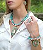 Barse Turquoise and Pink Opal Cactus Rose Statement Cuff Bracelet - Image 4