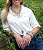 Barse Turquoise and Pink Opal Cactus Rose Statement Cuff Bracelet - Image 5