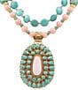 Barse Turquoise Cactus Rose Beaded Statement Short Pendant Necklace - Image 1