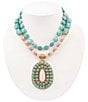 Barse Turquoise Cactus Rose Beaded Statement Short Pendant Necklace - Image 2