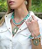 Barse Turquoise Cactus Rose Beaded Statement Short Pendant Necklace - Image 4