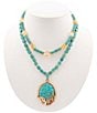 Barse Cowboy Cactus Turquoise Statement Beaded Short Pendant Necklace - Image 1
