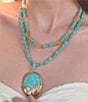Barse Cowboy Cactus Turquoise Statement Beaded Short Pendant Necklace - Image 3