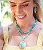 Barse Cowboy Cactus Turquoise Statement Beaded Short Pendant Necklace - Image 4
