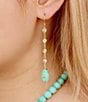 Barse Blue Turquoise and Cubic Zirconia Golden Drop Earrings, Color:Blue/Gold - Image 3
