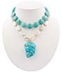 Barse Hepburn Blue Magnesite Golden Pendant Statement Necklace - Image 1
