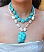 Barse Hepburn Blue Magnesite Golden Pendant Statement Necklace - Image 3