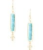 Color:Multi - Image 1 - Turquoise Magnesite Genuine Stone And Cross Drop Earrings