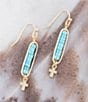 Color:Multi - Image 2 - Turquoise Magnesite Genuine Stone And Cross Drop Earrings