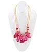 Color:Pink - Image 1 - Two Row Fuchsia Jasper Genuine Stone Statement Necklace