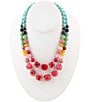 Color:Multi/Pink - Image 1 - Two Row Genuine Stone Statement Necklace